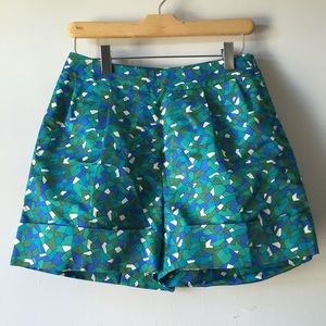 Dries Van Noten 100% Silk Geometric Shorts 36 S